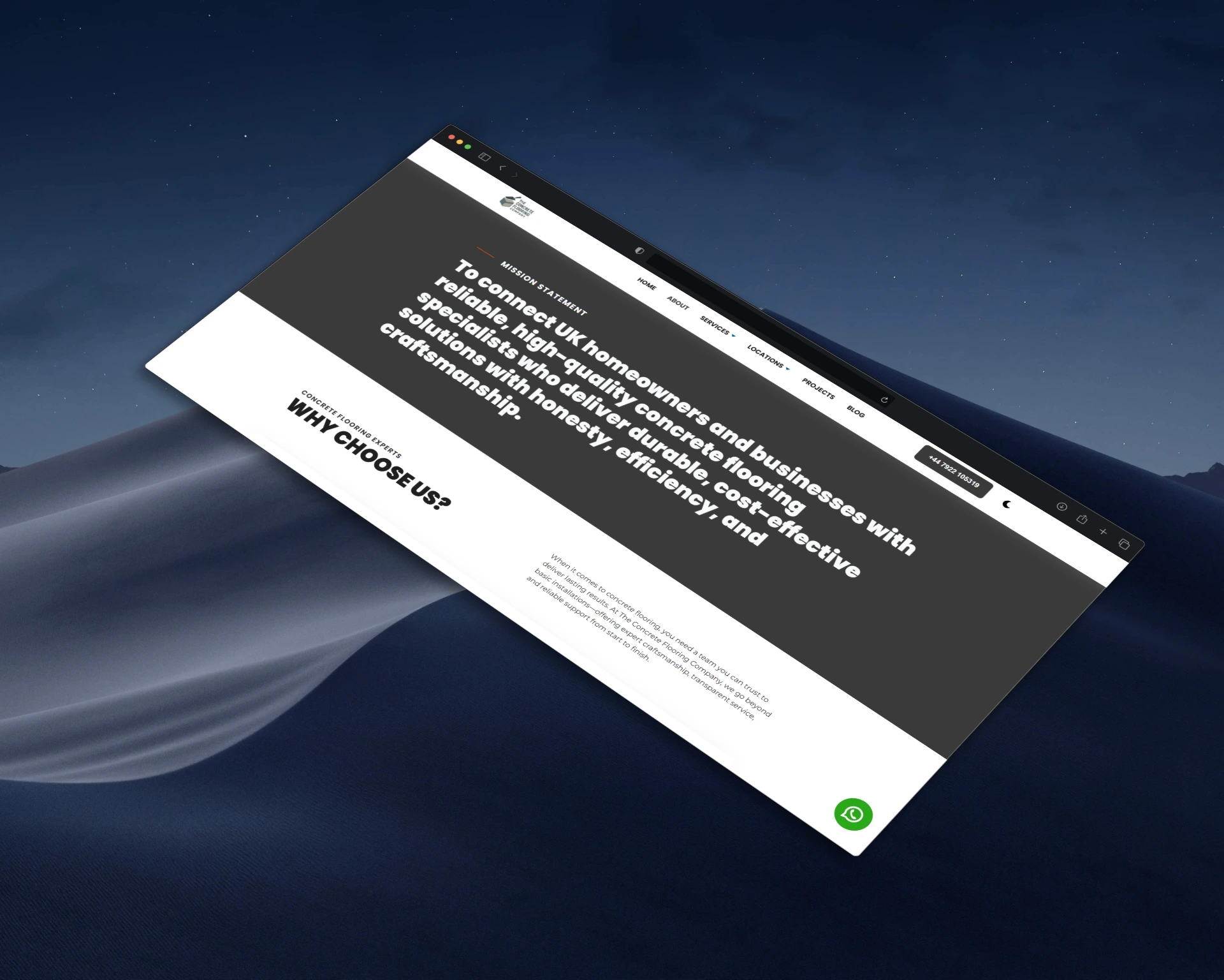 concrete flooring website mock up